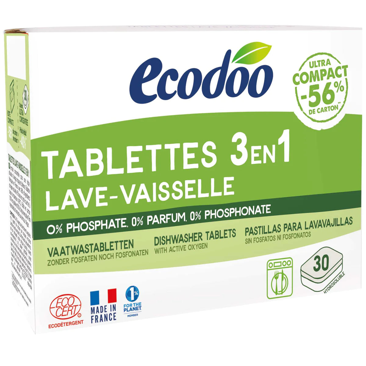 ECODOO 3IN1 DISHWASHER TABLETS, 30 TABLETS